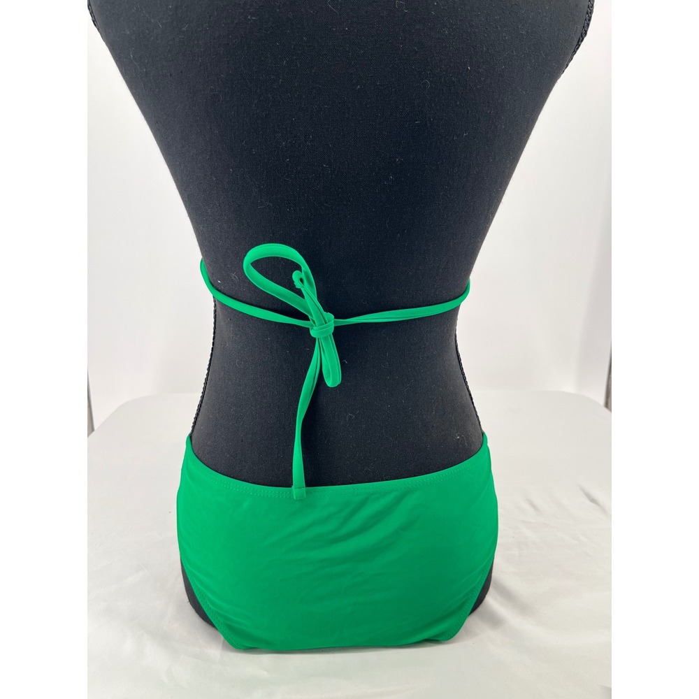 Triangle Halter Bikini Swimsuit Women XL Green Ruched Side Bottom Beachwear Pool - Picture 3 of 10